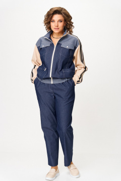 Бомбер, брюки Aira Style 24236 сине-бежевый - фото 1