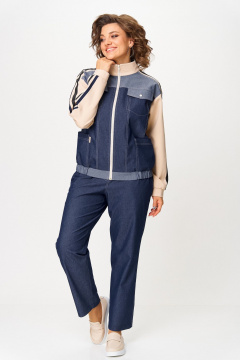 Бомбер, брюки Aira Style 24236 сине-бежевый - фото 5