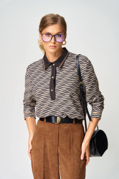 Джемпер Gizart 15409 серо-бежево-черный - фото 5