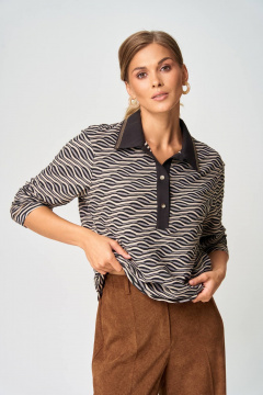 Джемпер Gizart 15409 серо-бежево-черный - фото 1