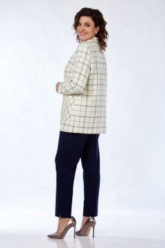 Брюки, жакет, футболка Милора-стиль 1198/1 молочный+синий - фото 4