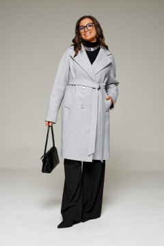 Пальто, пояс Beautiful&Free 7020 светло-серый - фото 4