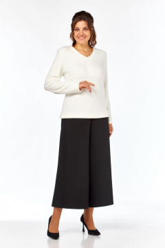 Джемпер, кюлоты Элль-стиль 2410  молочный_черный - фото 2