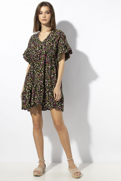 Платье из штапельного полотна с сборками и V-образным вырезом VIZAVI 649 - фото 4