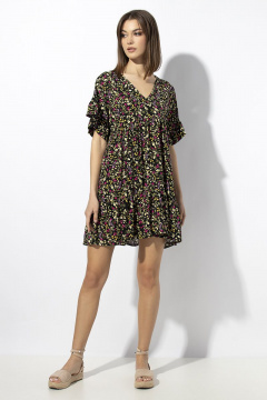 Платье из штапельного полотна с сборками и V-образным вырезом VIZAVI 649 - фото 3