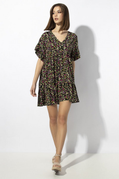 Платье из штапельного полотна с сборками и V-образным вырезом VIZAVI 649 - фото 2