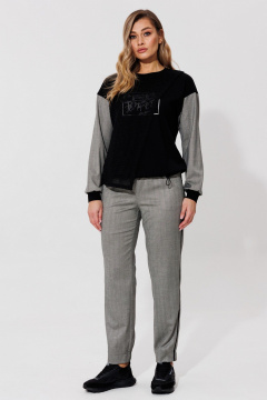 Брюки, джемпер Le Collect 534 серый-черный - фото 1