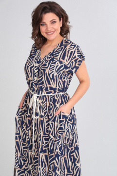 Платье Le Collect 402 бежево-синий - фото 5