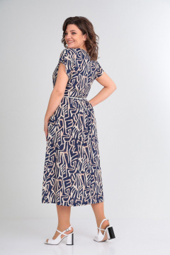 Платье Le Collect 402 бежево-синий - фото 3