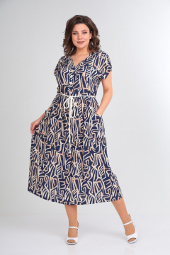 Платье Le Collect 402 бежево-синий - фото 1