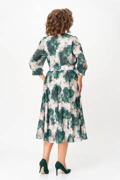 Платье Swallow 870.1 пудровый-принт/изумрудные_цветы - фото 3