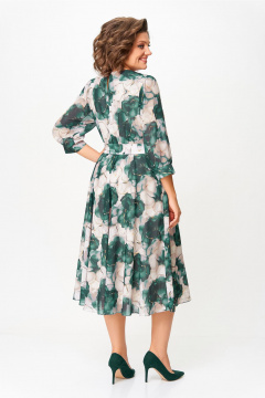 Платье Swallow 870.1 пудровый-принт/изумрудные_цветы - фото 4
