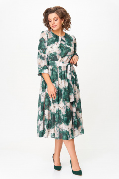Платье Swallow 870.1 пудровый-принт/изумрудные_цветы - фото 5