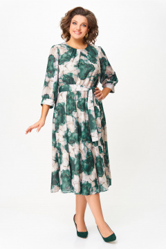 Платье Swallow 870.1 пудровый-принт/изумрудные_цветы - фото 2