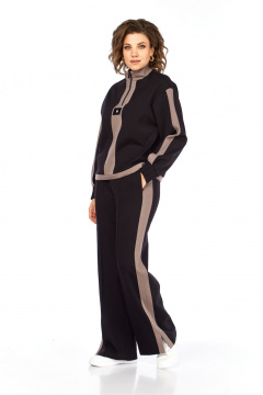 Костюм спортивный брюки джемпер больших размеров Ольга Стиль С-948 черный - фото 5