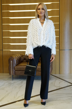 Блуза, брюки Alani Collection 2431 молоко-черный - фото 4