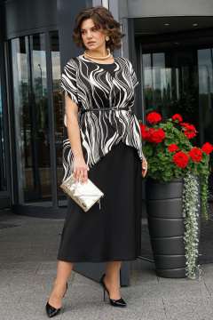 Блуза, платье Alani Collection 2434 черно-белый - фото 5