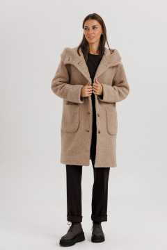 Пальто женское из искусственного меха Teddy bear с капюшоном Fantazia Mod 4946 - фото 5