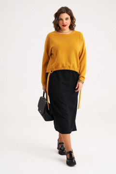 Джемпер, юбка Almirastyle 393 желтый, черный - фото 1