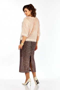 Блуза, юбка Ольга Стиль Л-413 персик-коричневый - фото 5