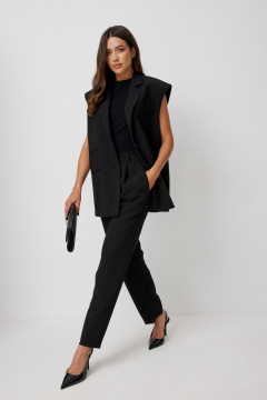 Зауженные брюки с поясом и складками T.N.D М341 черный - фото 4