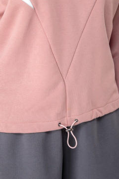 Демисезонный свитшот из трикотажа с колор-блоки и эластичным низом Anelli 1018 пепельная_роза - фото 5