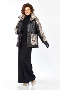 Куртка Lady Secret 7294 черный/леопардовый_мех - фото 3