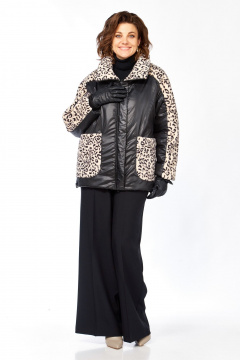 Куртка Lady Secret 7294 черный/леопардовый_мех - фото 1