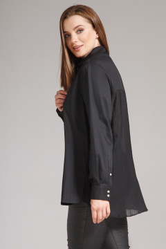 Демисезонная черная блуза из текстиля с воротником Anna Majewska 1117 - фото 2