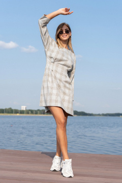 Платье SILVERSPICE S-5536 клетка_серо-голубой - фото 4