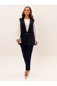Блуза, брюки, жилет Liona Style 956 темно-синий - фото 1