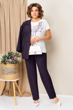 Блуза, брюки, жакет VOLNA 1429 баклажан - фото 4