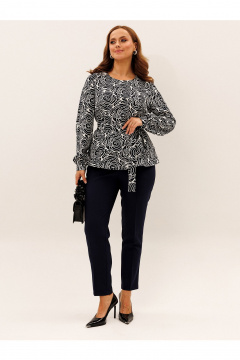 Блуза, брюки Liona Style 958 темно-синий_белый - фото 4