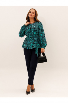 Блуза, брюки Liona Style 958 темно-синий_бирюза - фото 2