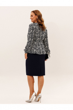 Блуза, юбка Liona Style 959 темно-синий_белый - фото 4