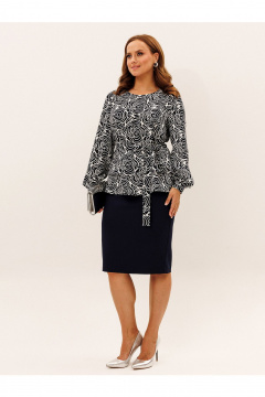 Блуза, юбка Liona Style 959 темно-синий_белый - фото 3