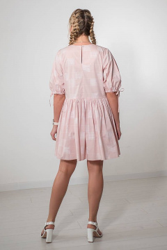 Розовое платье на лето с съемным воротником и классной посадкой Avila 0849 пудровый - фото 3