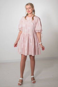 Розовое платье на лето с съемным воротником и классной посадкой Avila 0849 пудровый - фото 2
