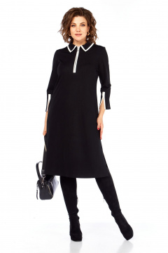 Платье Ольга Стиль С-971 черный-белый - фото 1