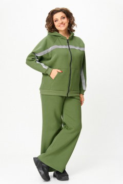 Костюм спортивный брюки худи больших размеров Michel chic 1356/2 хаки - фото 2