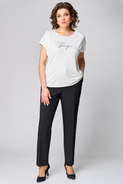 Брюки, жакет, топ Мишель стиль 1100-2 черно-молочный - фото 5