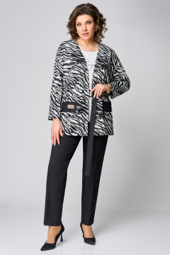 Брюки, жакет, топ Мишель стиль 1100-2 черно-молочный - фото 1