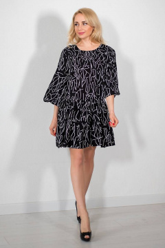 Черное летнее платье свободного силуэта из вискозы с вырезом Avila 0845 черный - фото 5