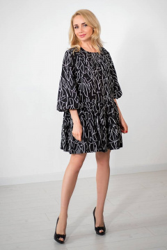 Черное летнее платье свободного силуэта из вискозы с вырезом Avila 0845 черный - фото 2