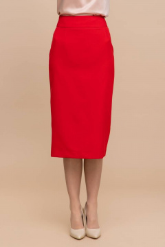 Красная юбка карандаш длины миди с разрезом и поясом Domna 71114 красный - фото 2
