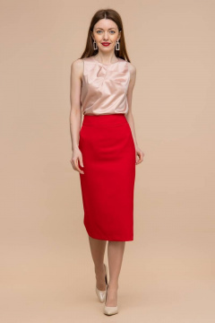 Красная юбка карандаш длины миди с разрезом и поясом Domna 71114 красный - фото 5