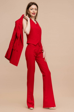 Костюм тройка двубортный жакет и клеш брюки Domna 16069 красный - фото 3