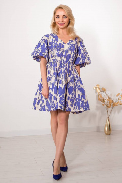 Фиолетовое летнее платье из хлопка с цветочным принтом Avila 0853 фиолетовый - фото 1