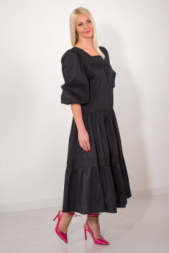 Черное летнее платье с романтичными объемными рукавами Avila 0855 черный - фото 4