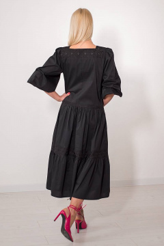 Черное летнее платье с романтичными объемными рукавами Avila 0855 черный - фото 3